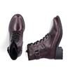 Rieker Strap Laced Ankle Boot Side Zip - Bordo